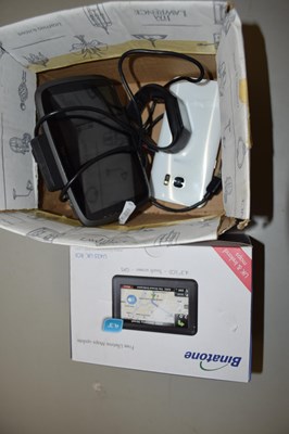 Lot 98 - Box containing TomTom sat nav and one other...