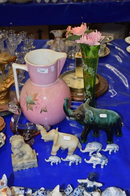 Lot 119 - Mixed Lot: Various elephant ornaments, pink...