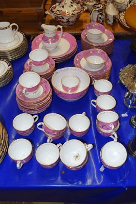 Lot 158 - Quantity of Victorian gilt and pink decorated...