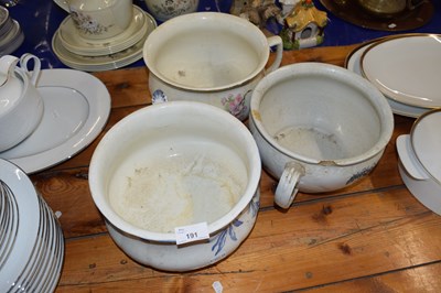 Lot 191 - Three various chamber pots