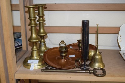 Lot 523 - Mixed Lot: Brass and copper candlesticks