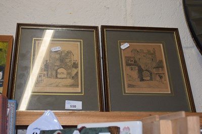 Lot 550 - Pair of monochrome engravings Norwich Gates