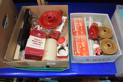 Lot 565 - Two boxes of various assorted candles and...