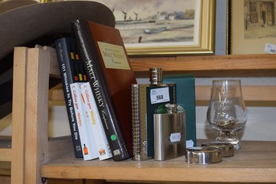 Lot 568 - Mixed Lot: Modern books on whisky, small hip...