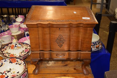 Lot 194 - Far Eastern hardwood sewing box with fitted...