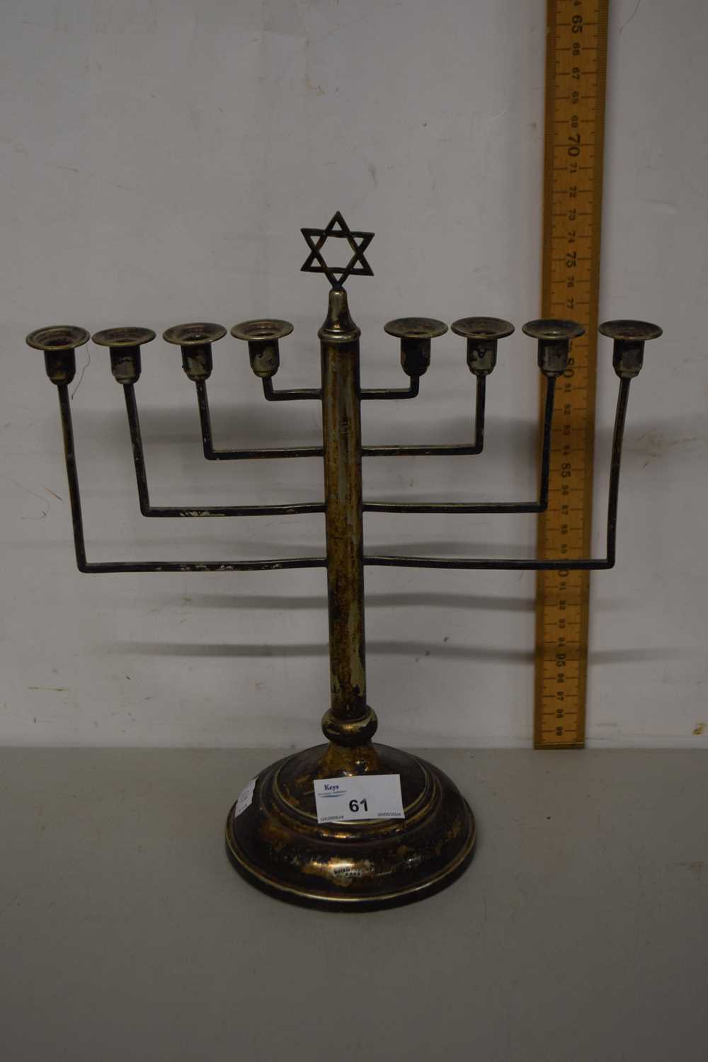 Lot 61 - Silver plated Jewish menorah candlestick