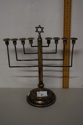 Lot 61 - Silver plated Jewish menorah  candlestick
