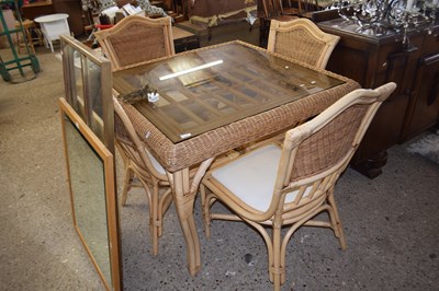 Lot 244 - Modern bamboo framed glass top dining table...