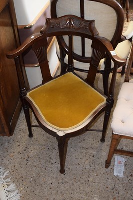 Lot 247 - An Edwardian corner chair with mustard...