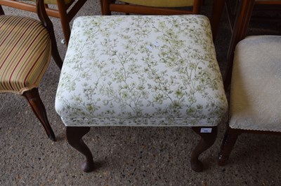 Lot 286 - A cabriole legged stool with floral upholstery