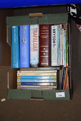 Lot 629 - Box of hardback books Trafalgar, D H Lawrence etc