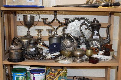 Lot 652 - Quantity of metal wares and white metal wares,...