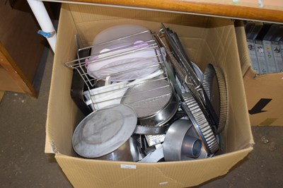 Lot 705 - Box of mainly kitchen equipment, metal wares etc