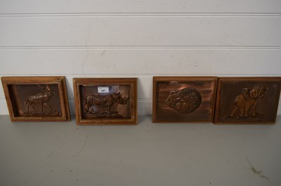 Lot 687 - FOUR MODERN AFRICAN COPPER WALL PLAQUES