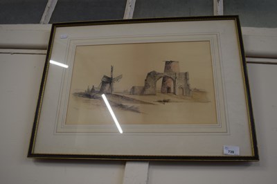 Lot 739 - Watercolour study of St Benets Abbey, framed...