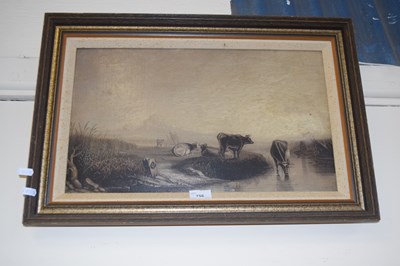 Lot 756 - Monochrome study on canvas of a river scene...