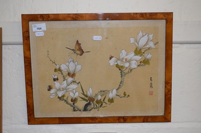 Lot 764 - An Oriental study of a butterfly amongst flowers