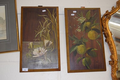 Lot 765 - Pair of studies of waterlilies and fruit