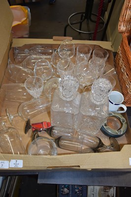 Lot 692 - VARIOUS GLASS DECANTERS, DRINKING GLASSES ETC