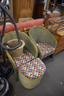 Lot 795 - A pair of Lloyd Loom chairs and a similar...