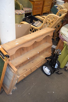 Lot 827 - A modern pine wall shelf with drawers