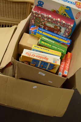 Lot 856 - Two boxes of various assorted games and house...