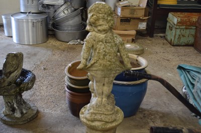 Lot 1086 - Composite garden statue of a girl on a plinth