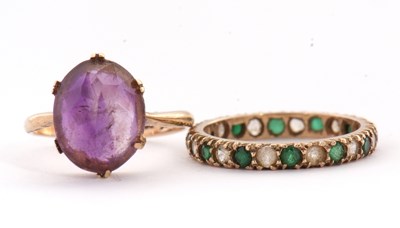 Lot 37 - Two 9ct gemset rings, the first set with an...