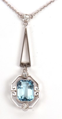 Lot 349 - An Art Deco 18ct aquamarine and diamond...