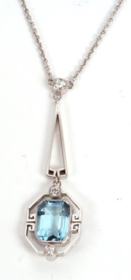 Lot 349 - An Art Deco 18ct aquamarine and diamond...