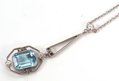 Lot 349 - An Art Deco 18ct aquamarine and diamond...