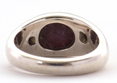 Lot 2 - A star ruby and diamond ring, the oval...