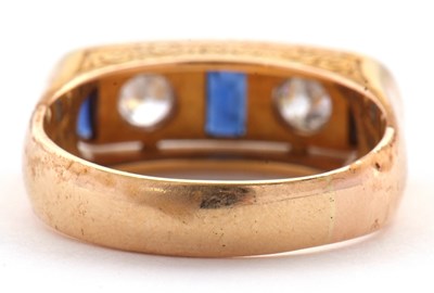 Lot 4 - An 18k sapphire and diamond ring, the mixed...