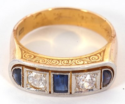 Lot 4 - An 18k sapphire and diamond ring, the mixed...
