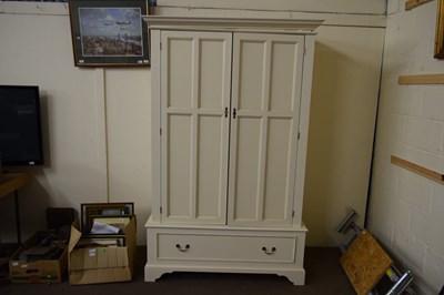 Lot 750 - MODERN CREAM FINISH TWO-DOOR ONE DRAWER WARDROBE