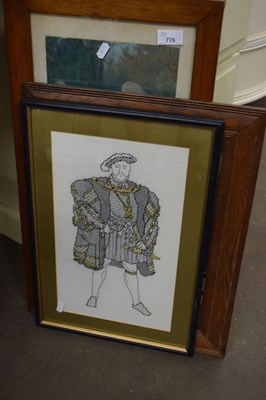 Lot 776 - TWO VICTORIAN PRINTS AND A FURTHER NEEDLEWORK...