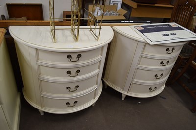 Lot 780 - TWO MODERN LIGHT WOOD DEMI-LUNE FOUR DRAWER...