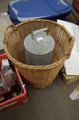 Lot 798 - GALVANISED POULTRY DRINKER AND A WICKER BASKET