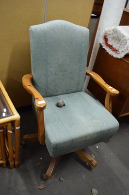 Lot 833 - WOODEN FRAMED REVOLVING DESK CHAIR