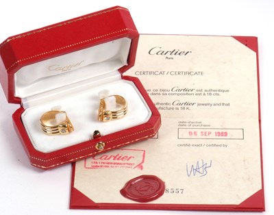 Lot 364 - A pair of Cartier 18ct diamond set earclips,...