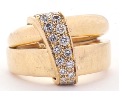 Lot 363 - An Asprey 18ct and diamond ring, the double...