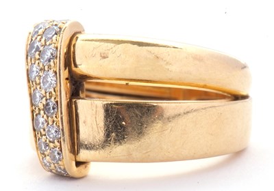 Lot 363 - An Asprey 18ct and diamond ring, the double...