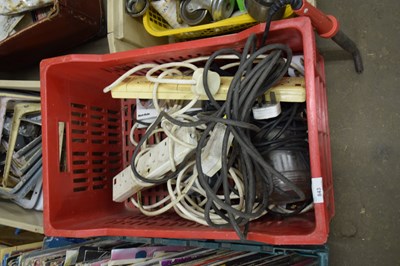 Lot 843 - BOX OF VARIOUS EXTENSION CABLES, ELECTRIC...