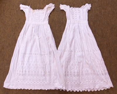 Lot 155 - Two cotton christening gowns, both with...