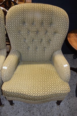 Lot 322 - 20TH CENTURY BUTTON BACK ARMCHAIR, UPHOLSTERED...