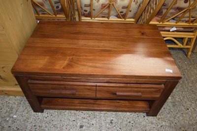 Lot 339 - MODERN DARK WOOD COFFEE TABLE WITH DRAWERS,...