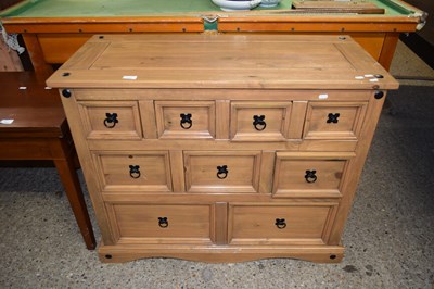 Lot 344 - MODERN PINE NINE-DRAWER CHEST WITH METAL...