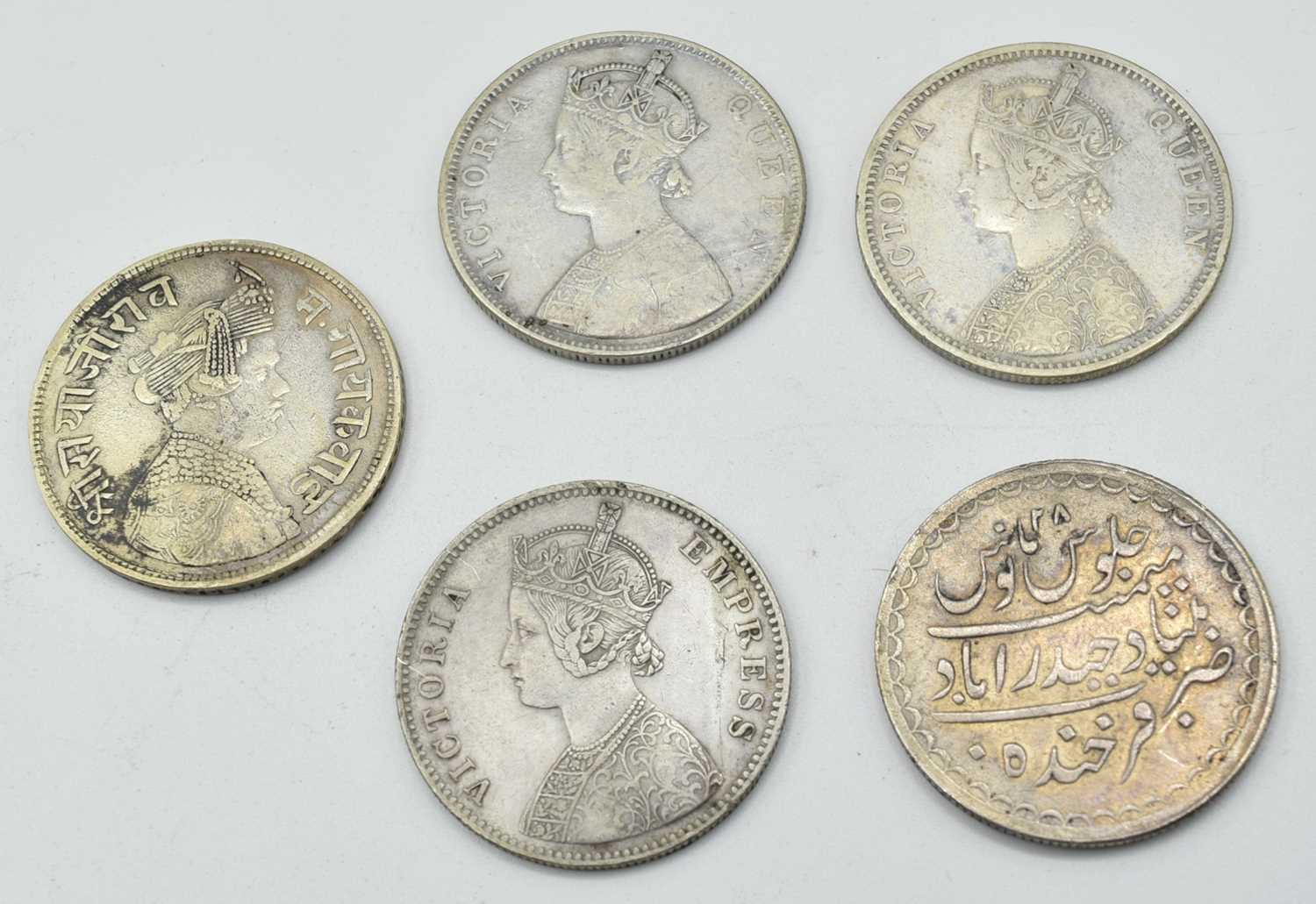 Lot 69 - Quantity of Five Victorian silver one rupee...