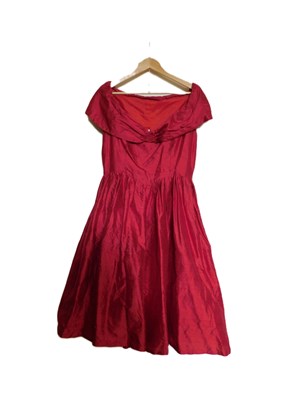 Lot 45 - A red tafetta cocktail dress and matching...