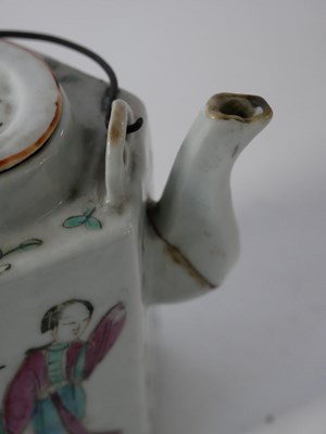 Lot 263 - Chinese porcelain tea pot and cover with wire...